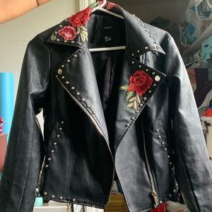 Embroidered Leather jacket